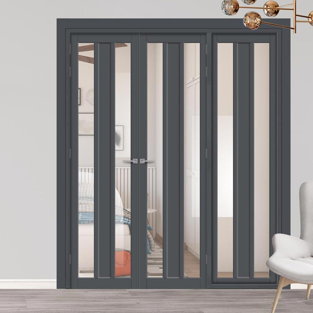 Urban Ultimate® Room Divider Avenue 2 Pane 1 Panel Door Pair DD6410C with Matching Side - Clear Glass - Colour & Height Options