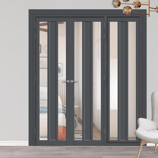 Image: Urban Ultimate® Room Divider Avenue 2 Pane 1 Panel Door Pair DD6410C with Matching Side - Clear Glass - Colour & Height Options