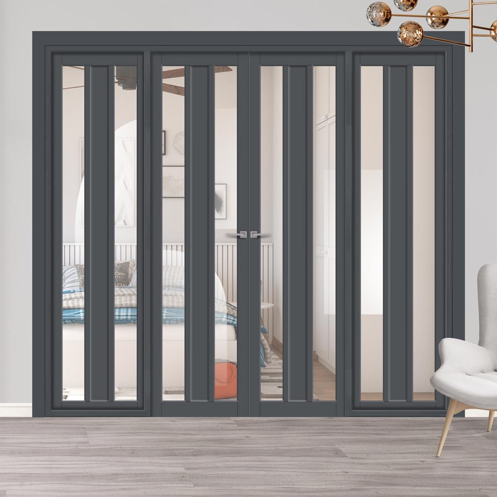 Urban Ultimate® Room Divider Avenue 2 Pane 1 Panel Door Pair DD6410C with Matching Sides - Clear Glass - Colour & Height Options