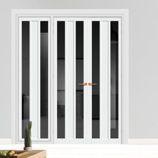 Image: Urban Ultimate® Room Divider Avenue 2 Pane 1 Panel Door Pair DD6410T - Tinted Glass with Matching Side - Colour & Size Options