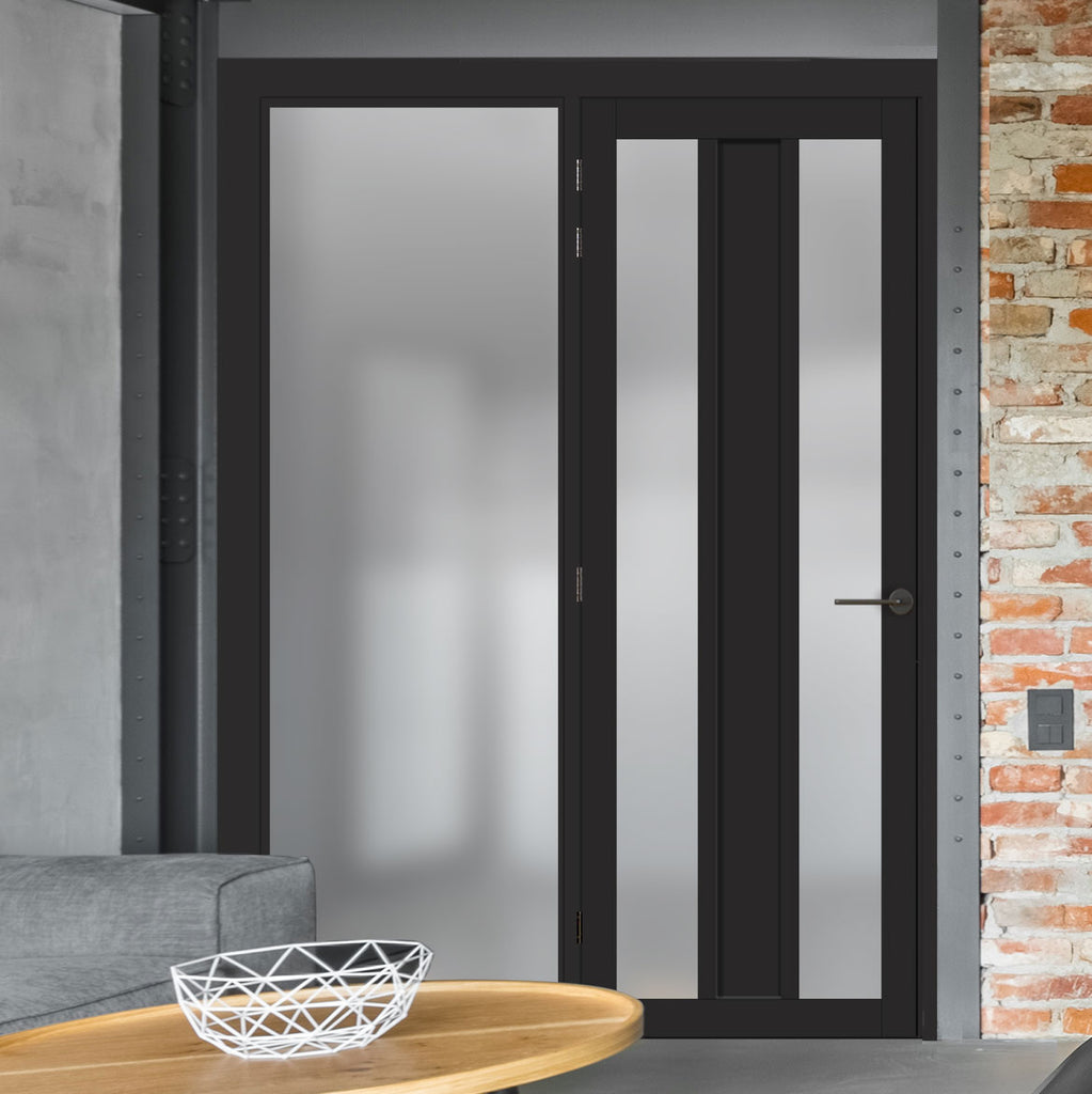Bespoke Room Divider - Eco-Urban® Avenue Door DD6410F - Frosted Glass with Full Glass Side - Premium Primed - Colour & Size Options