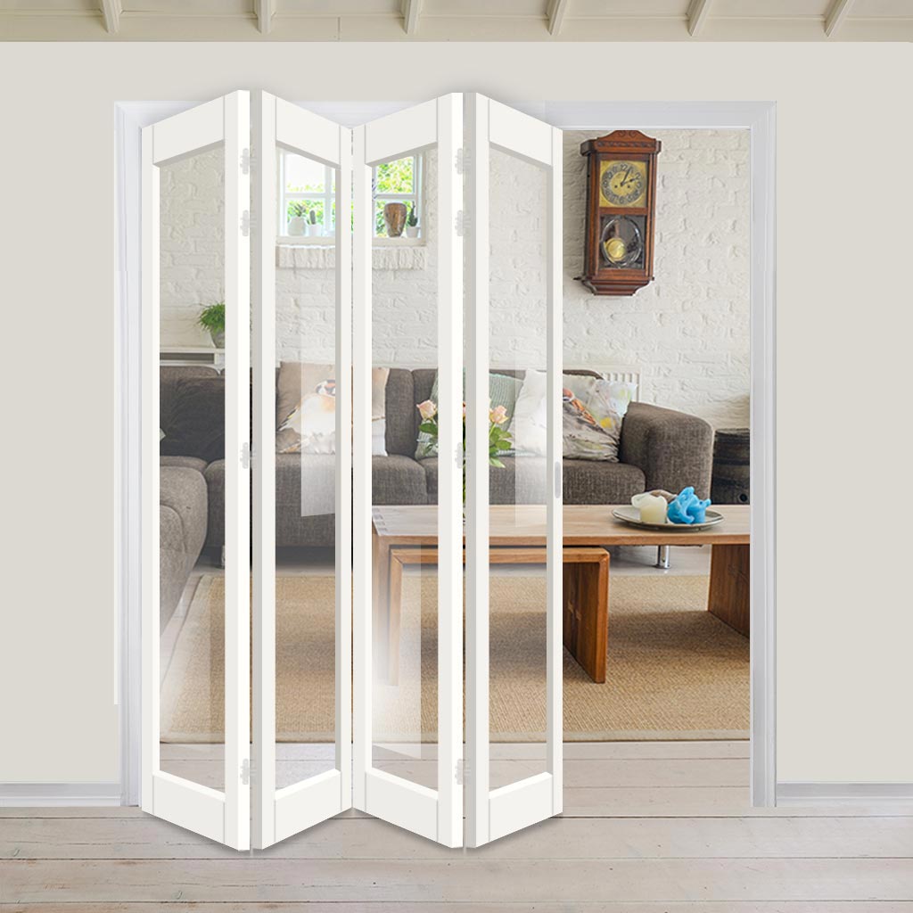 Four Folding Door & Frame Kit - Eco-Urban Baltimore 1 Pane DD6201C 4+0 - Clear Glass - 4 Size & Colour Options