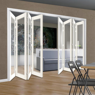 Image: Eight Folding Door & Frame Kit - Eco-Urban® Baltimore 1 Pane DD6201C 4+4 - Clear Glass - Colour & Size Options