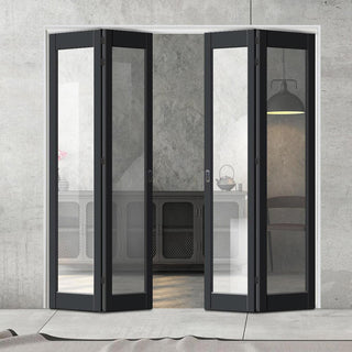 Image: Four Folding Door & Frame Kit - Eco-Urban Baltimore 1 Pane DD6201C 2+2 - Clear Glass - 4 Size & Colour Options