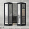 Four Folding Door & Frame Kit - Eco-Urban® Baltimore 1 Pane DD6201C 2+2 - Clear Glass - Colour & Size Options