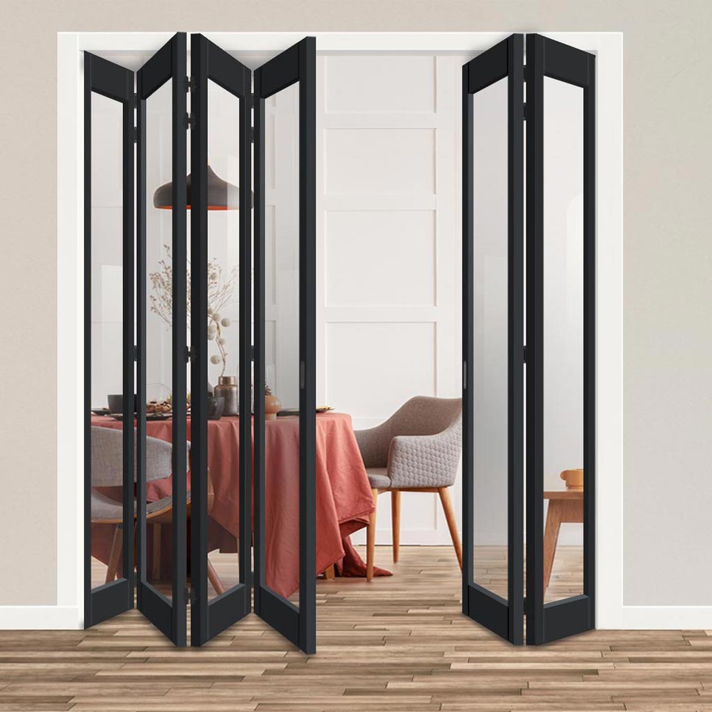 Six Folding Door & Frame Kit - Eco-Urban® Baltimore 1 Pane DD6201C 4+2 - Clear Glass - Colour & Size Options