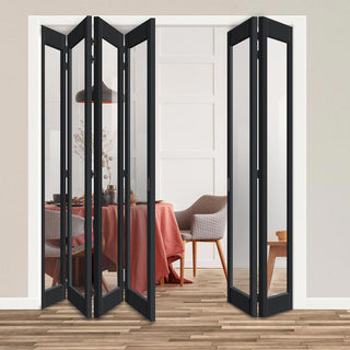 Image: Six Folding Door & Frame Kit - Eco-Urban® Baltimore 1 Pane DD6201C 4+2 - Clear Glass - Colour & Size Options