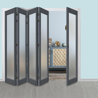 Image: Five Folding Door & Frame Kit - Eco-Urban® Baltimore 1 Pane DD6201F 4+1 - Frosted Glass - Colour & Size Options