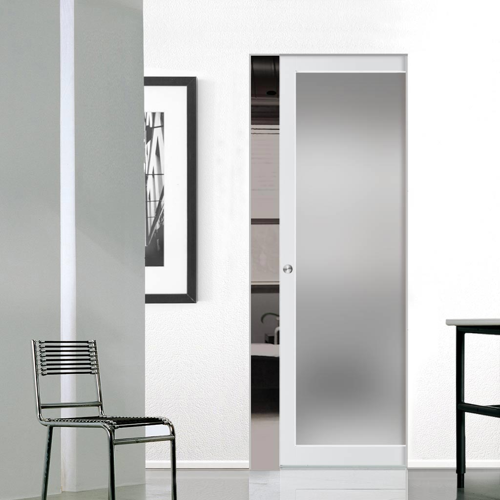 Handmade Eco-Urban Baltimore 1 Pane Single Absolute Evokit Pocket Door DD6301SG - Frosted Glass - Colour & Size Options