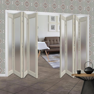 Image: Eight Folding Door & Frame Kit - Eco-Urban® Baltimore 1 Pane DD6201F 4+4 - Frosted Glass - Colour & Size Options