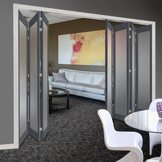 Image: Seven Folding Door & Frame Kit - Eco-Urban® Baltimore 1 Pane DD6201F 4+3 - Frosted Glass - Colour & Size Options
