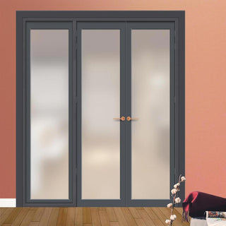 Image: Urban Ultimate® Room Divider Baltimore 1 Pane Door Pair DD6301F - Frosted Glass with Full Glass Side - Colour & Size Options