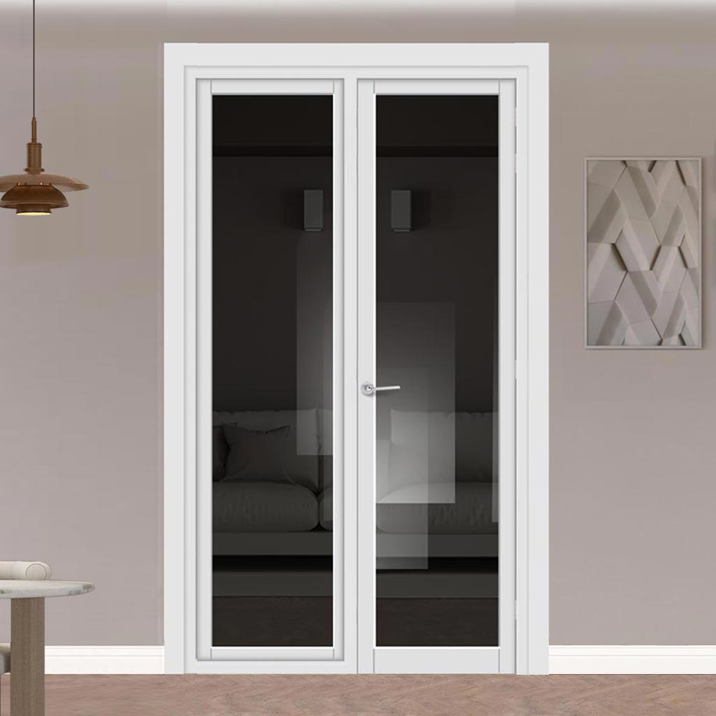 Urban Ultimate® Room Divider Baltimore 1 Pane Door DD6301T - Tinted Glass with Full Glass Side - Colour & Size Options