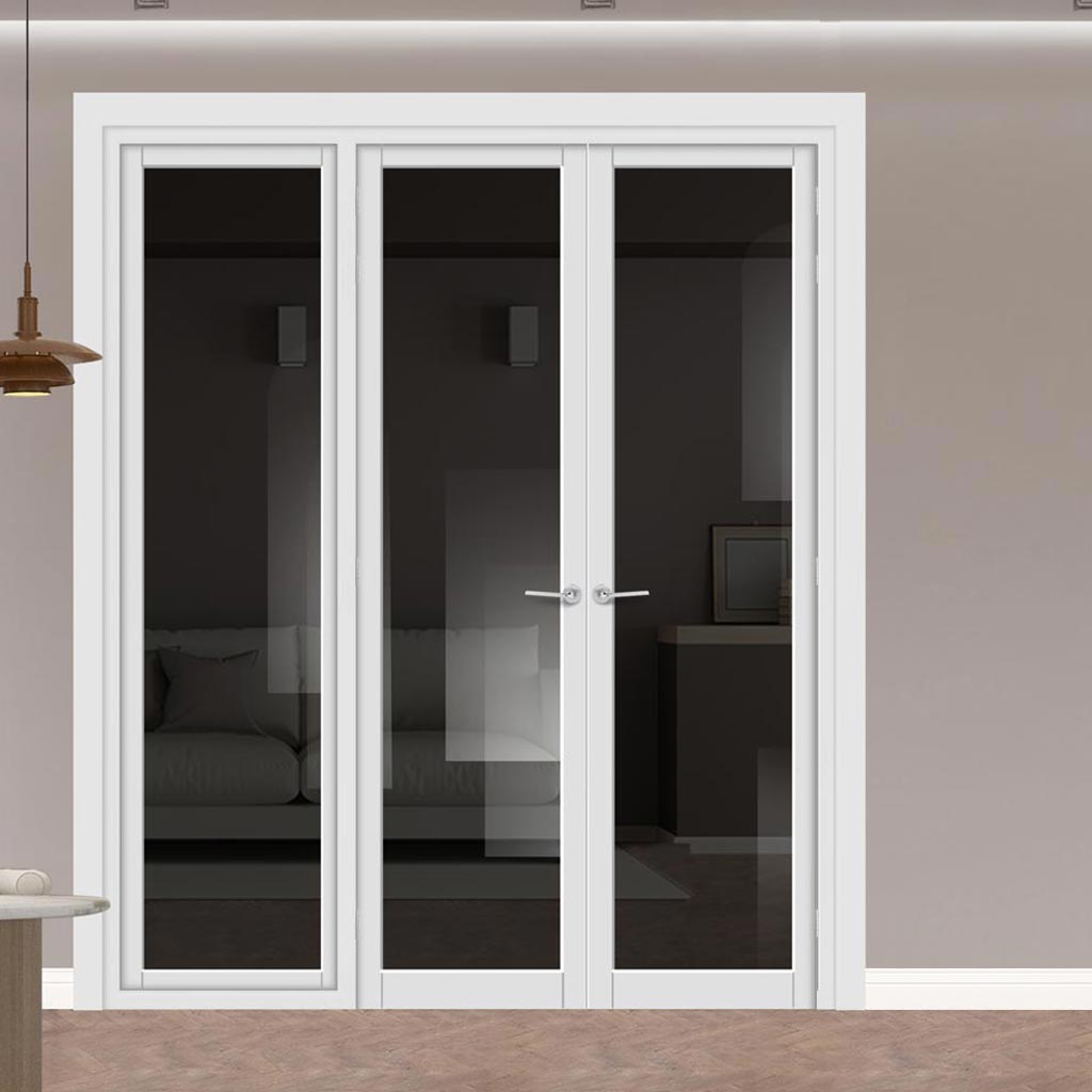 Urban Ultimate® Room Divider Baltimore 1 Pane Door Pair DD6301T - Tinted Glass with Matching Side - Colour & Size Options