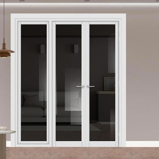 Image: Urban Ultimate® Room Divider Baltimore 1 Pane Door Pair DD6301T - Tinted Glass with Full Glass Side - Colour & Size Options