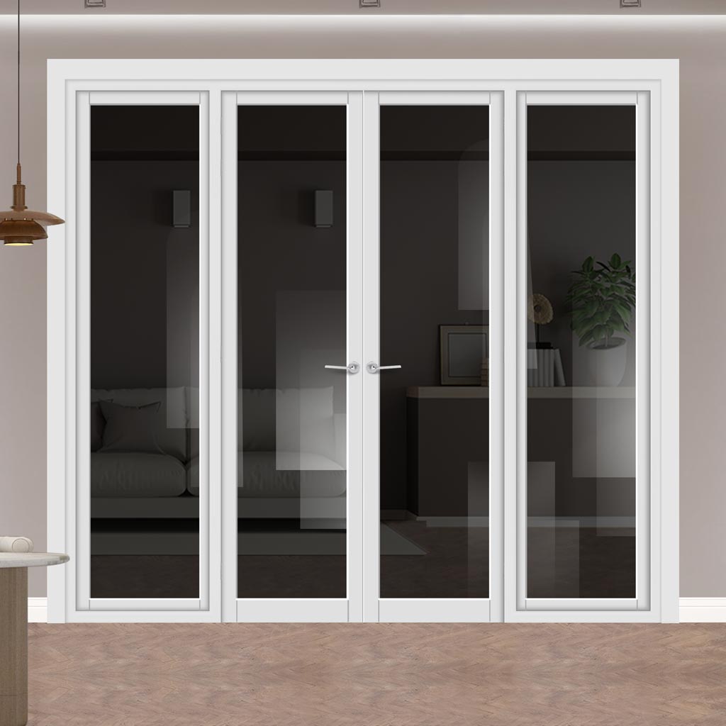 Urban Ultimate® Room Divider Baltimore 1 Pane Door Pair DD6301T - Tinted Glass with Matching Sides - Colour & Size Options