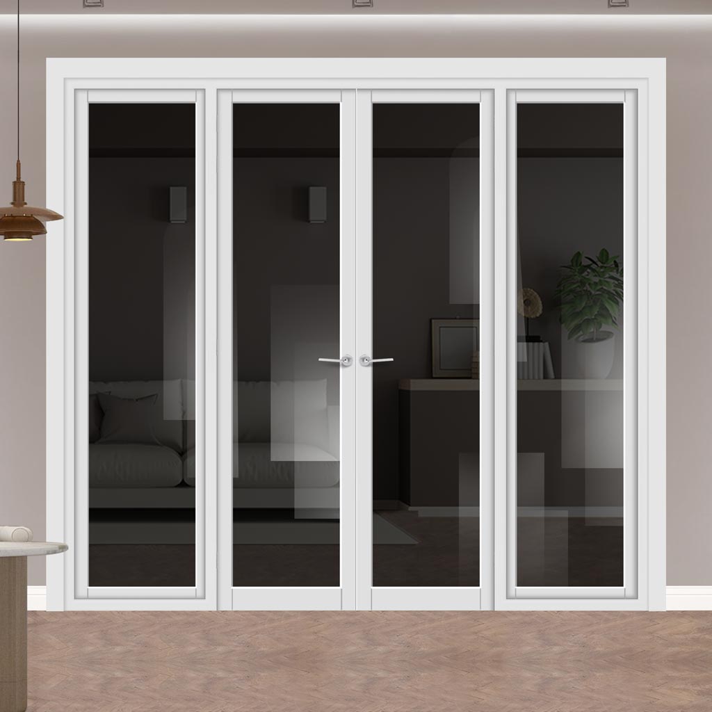 Urban Ultimate® Room Divider Baltimore 1 Pane Door Pair DD6301T - Tinted Glass with Full Glass Sides - Colour & Size Options