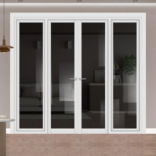 Image: Urban Ultimate® Room Divider Baltimore 1 Pane Door Pair DD6301T - Tinted Glass with Full Glass Sides - Colour & Size Options