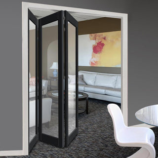 Image: Three Folding Door & Frame Kit - Eco-Urban Baltimore 1 Pane DD6201C 3+0 - Clear Glass - 4 Size & Colour Options