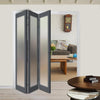 Three Folding Door & Frame Kit - Eco-Urban® Baltimore 1 Pane DD6201F 3+0 - Frosted Glass - Colour & Size Options