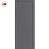 Top Mounted Black Sliding Track & Solid Wood Door - Eco-Urban® Baltimore 1 Panel Solid Wood Door DD6301 - Stormy Grey Premium Primed