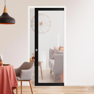 Image: Handmade Eco-Urban® Baltimore 1 Pane Single Evokit Pocket Door DD6301G - Clear Glass - Colour & Size Options