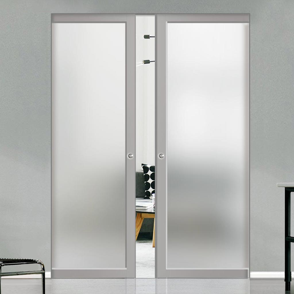 Handmade Eco-Urban® Baltimore 1 Pane Double Absolute Evokit Pocket Door DD6301SG - Frosted Glass - Colour & Size Options