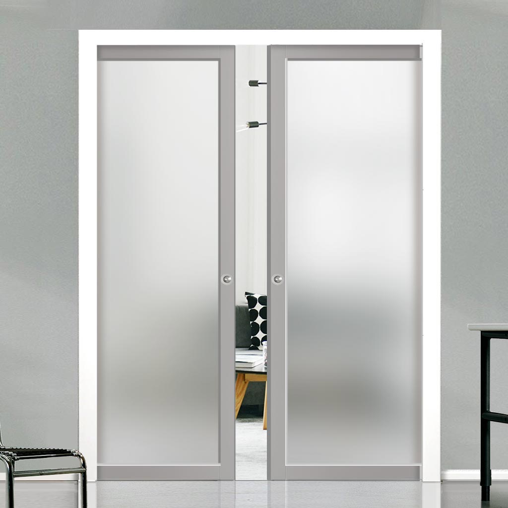 Handmade Eco-Urban® Baltimore 1 Pane Double Evokit Pocket Door DD6301SG - Frosted Glass - Colour & Size Options