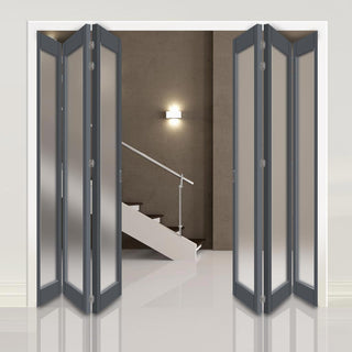 Image: Six Folding Door & Frame Kit - Eco-Urban® Baltimore 1 Pane DD6201F 3+3 - Frosted Glass - Colour & Size Options
