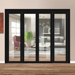 Image: Urban Ultimate® Room Divider Baltimore 1 Pane Door Pair DD6301C with Matching Sides - Clear Glass - Colour & Height Options