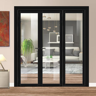 Image: Urban Ultimate® Room Divider Baltimore 1 Pane Door Pair DD6301C with Matching Side - Clear Glass - Colour & Height Options