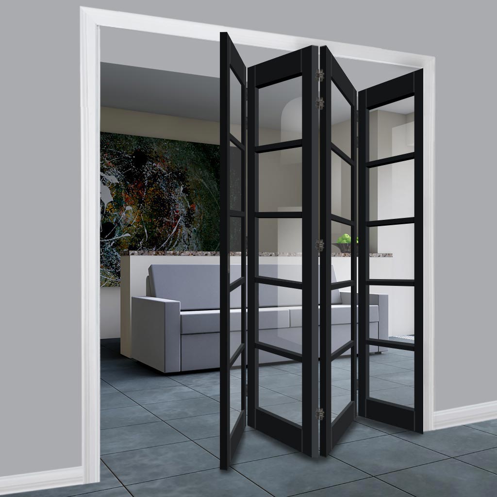 Four Folding Door & Frame Kit - Eco-Urban® Bedford 5 Pane DD6205C 4+0 - Clear Glass - Colour & Size Options