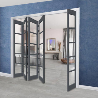 Image: Five Folding Door & Frame Kit - Eco-Urban® Bedford 5 Pane DD6205C 4+1 - Clear Glass - Colour & Size Options