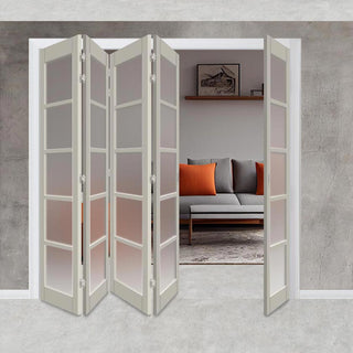 Image: Five Folding Door & Frame Kit - Eco-Urban® Bedford 5 Pane DD6205F 4+1 - Frosted Glass - Colour & Size Options