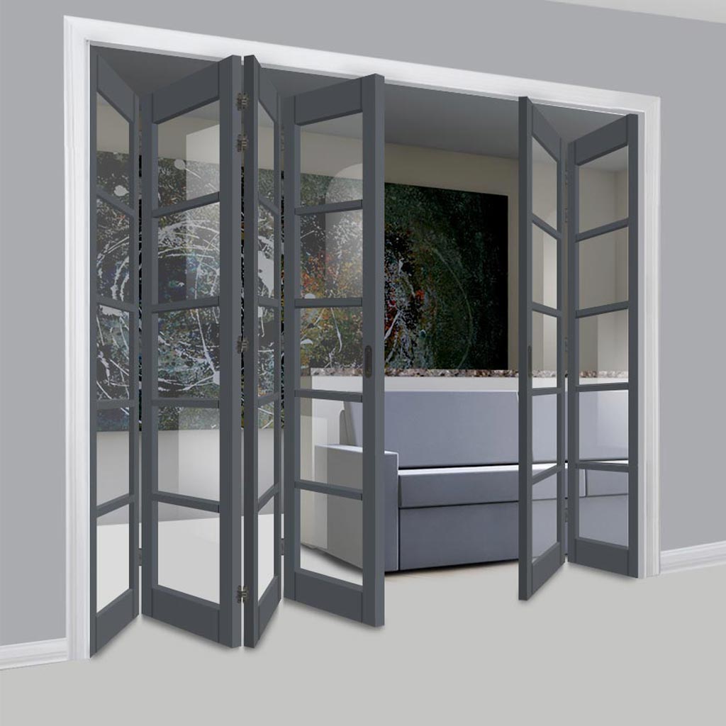 Six Folding Door & Frame Kit - Eco-Urban® Bedford 5 Pane DD6205C 4+2 - Clear Glass - Colour & Size Options