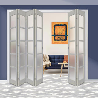Image: Six Folding Door & Frame Kit - Eco-Urban® Bedford 5 Pane DD6205F 4+2 - Frosted Glass - Colour & Size Options