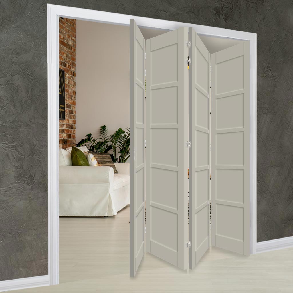 Four Folding Door & Frame Kit - Eco-Urban® Bedford 5 Panel DD6205P 4+0 - Colour & Size Options