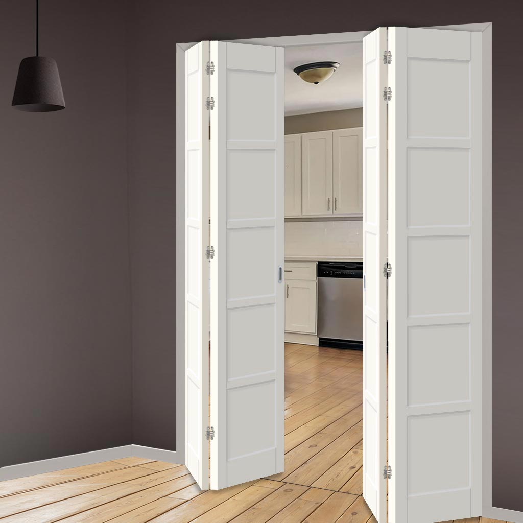 Four Folding Door & Frame Kit - Eco-Urban® Bedford 5 Panel DD6205P 2+2 - Colour & Size Options