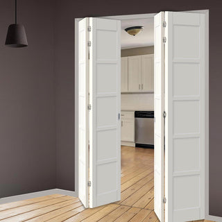 Image: Four Folding Door & Frame Kit - Eco-Urban® Bedford 5 Panel DD6205P 2+2 - Colour & Size Options