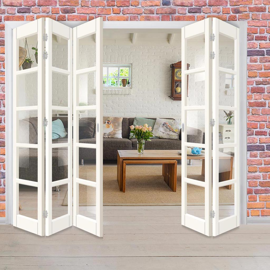 Five Folding Door & Frame Kit - Eco-Urban® Bedford 5 Pane DD6205C 3+2 - Clear Glass - Colour & Size Options