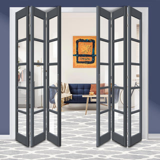 Image: Six Folding Door & Frame Kit - Eco-Urban® Bedford 5 Pane DD6205C 3+3 - Clear Glass - Colour & Size Options