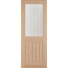 Double Sliding Door & Black Barn Track - Belize Oak Door - Silkscreen Etched Clear Glass - Unfinished