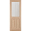 Four Folding Doors & Frame Kit - Belize Oak 2+2 - Silkscreen Etched Clear Glass - Unfinished