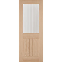 Four Folding Doors & Frame Kit - Belize Oak 2+2 - Silkscreen Etched Clear Glass - Unfinished