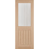 Belize Oak Door Pair - Silkscreen Etched Clear Glass
