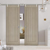 Saturn Tubular Stainless Steel Sliding Track & Belize Light Grey Double Door - Prefinished