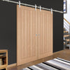 Saturn Tubular Stainless Steel Sliding Track & Belize Oak Double Door - Prefinished