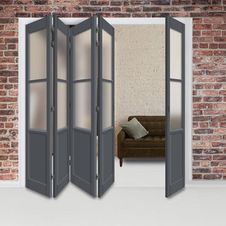 Image: Five Folding Door & Frame Kit - Eco-Urban® Berkley 2 Pane 1 Panel DD6206F 4+1 - Frosted Glass - Colour & Size Options