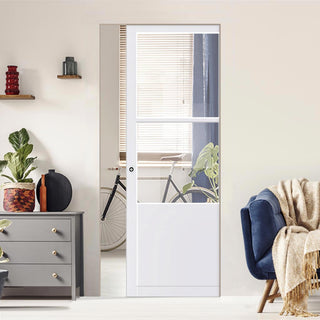 Image: Handmade Eco-Urban® Berkley 2 Pane 1 Panel Single Absolute Evokit Pocket Door DD6309G - Clear Glass - Colour & Size Options