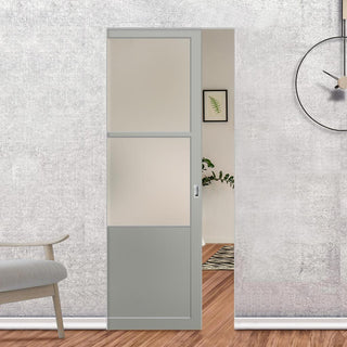 Image: Handmade Eco-Urban® Berkley 2 Pane 1 Panel Single Absolute Evokit Pocket Door DD6309SG - Frosted Glass - Colour & Size Options